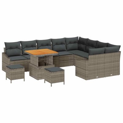 vidaXL - Tuinbank - Set - 12 - st - 7-Aantal - zitplaatsen - Grijs - Poly - rattan