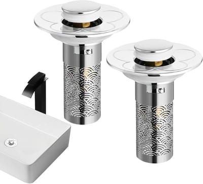 Afvoerstop Set - Wastafel Zeef - Geur Beheersing - Meerlaagse Afdichting - 2 Stuks - Metaal