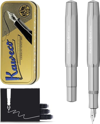 Kaweco Cadeauset - Vulpen - ALUMINIUM SPORT -Sport Aluminium Raw Polish - Breed - Vintage blikje - Extra Doosje Vullingen