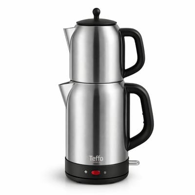 Teffo Elektrische Waterkoker 1.7L + 1L – Turkse Theepot – RVS – 2200W – Snel Koken – 360° Draaibaar - Semaver