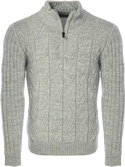 Carisma Heren Trui Opstaande Kraag Gebreid Motief Grijs 7965 - XL