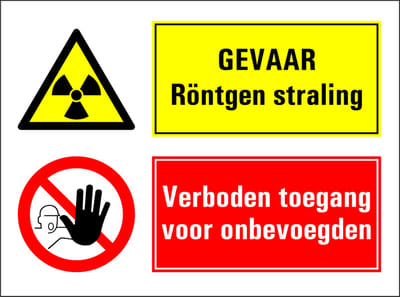 Gevaar röntgenstraling, verboden toegang onbevoegden sticker 280 x 210 mm
