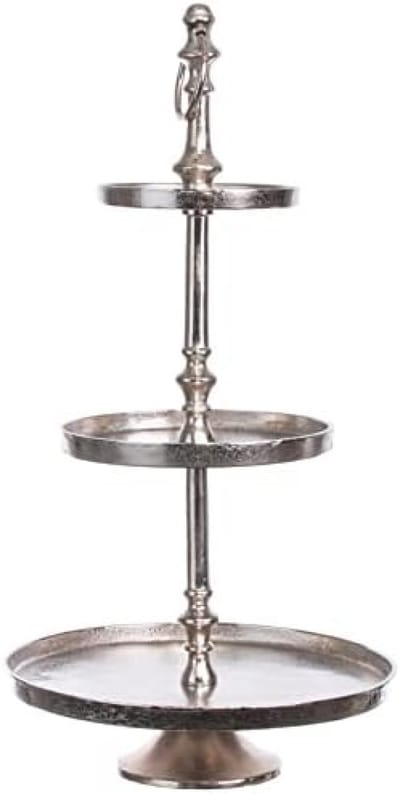PromoHome Drie-laags serveerstandaard - Vintage design met handgreep - Aluminium etagère