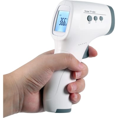 Thermomètre infrarouge IR sans contact Mesure numérique de la température frontale Affichage numérique LCD Mesure rapide Thermomètre infrarouge pour bébé enfants adulte blanc