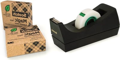 1 C38 Scotch Dispenser met 3 rollen - Hervulbare kleverige tape dispenser voor school thuis en op kantoor - zwart - tape tot 19 mm x 33 m