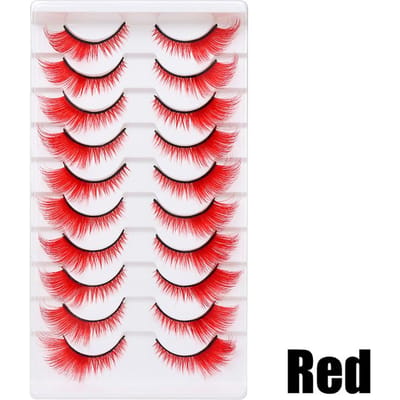 Kleurrijke Nepwimpers Halloween Make-up Producten Blauw Rood Roze Wimperextensions Gekleurde Wimpers Oogmake-up Cosplay