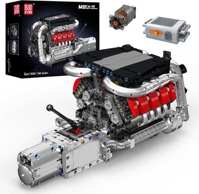 Mould King 10203 V8 Twin Turbo Speed motor bouwset | Racing champions modelbouw | Creator classic bouwpakket | Technische speelgoed ideas voor expert volwassenen & kinderen | Bouwdoos met 1169 bouwstenen
