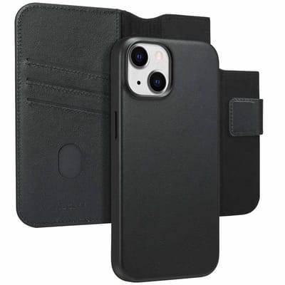 Accezz Hoesje - Geschikt voor Apple iPhone 14 - Leather Bookcase 2-in-1 geschikt voor MagSafe - Black