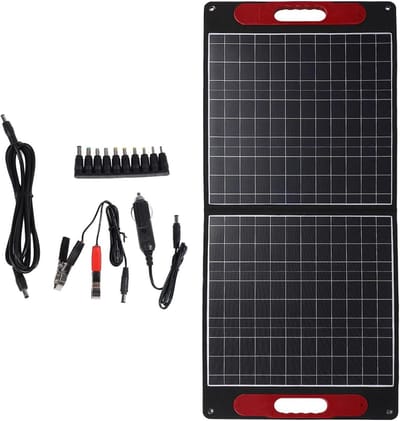 Draagbaar Zonnepaneel - Opvouwbare Lader - Buiten Stroom - Monokristallijne Technologie - 100W Vermogen - Zwart