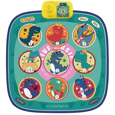 Tapis de danse électronique lumineux, tapis de jeu multifonctionnel, tapis de danse musical d'extérieur Dinosaur vert