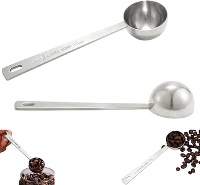 2stuks - Roestvrijstalen dessertlepel - Koffielepel - Maatlepel - Roerlepel - Soeplepel met lange steel - Zilverkleurig -14.7*3.8cm- voor het malen van koffie, losse theebladeren, het zetten van melk en het bereiden van poederkoffie