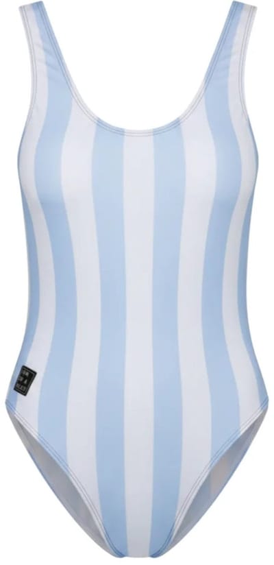 Son of a Beach - Stripe Light Blue Dames Badpak - maat XL - Blauw/Wit