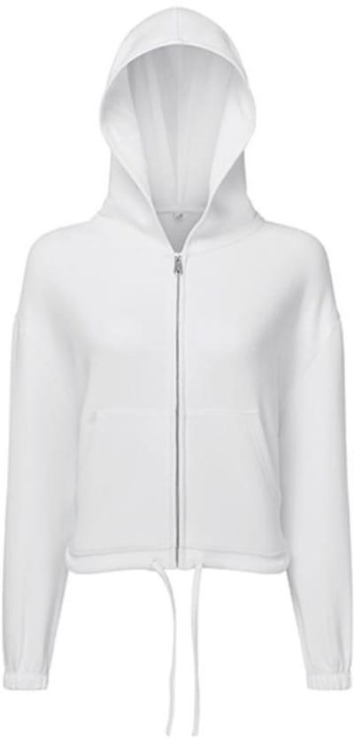 TriDri - Drawstring Dames Hoodie met Rits Recycled - White maat XXS