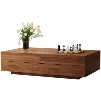 Uitschuifbare salontafel van notenhout, rechthoekig design, 120-208 cm, verborgen opbergruimte, modern en praktisch