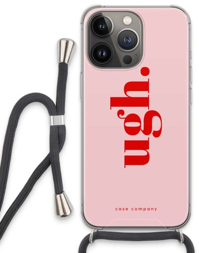 Case Company® - Hoesje met koord geschikt voor iPhone 13 Pro hoesje met Koord - Ugh - Telefoonhoesje met Zwart Koord - Bescherming aan alle Kanten en Over de Schermrand
