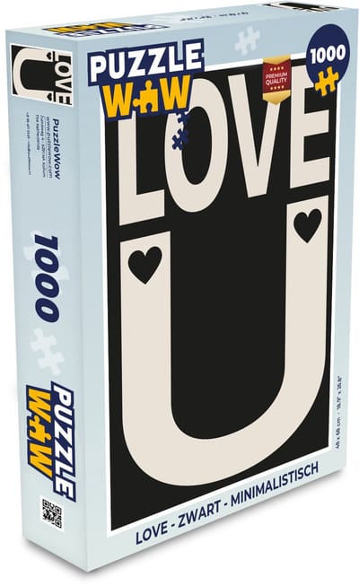 Puzzel Love - Zwart - Minimalistisch - Legpuzzel - Puzzel 1000 stukjes volwassenen