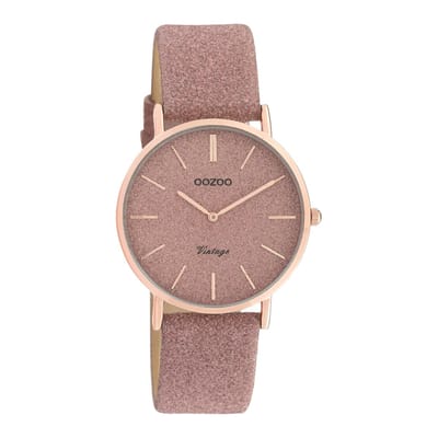 OOZOO Vintage series - rosé goudkleurige horloge met oud roze leren band - C20201 - Ø32