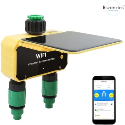 Eszenzics™ Beregeningscomputer V7 - App bestuurbaar - Dubbele uitgang - Regensensor - Solar - Zonnepaneel - Besproeiingscomputer - Beregeningscomputer
