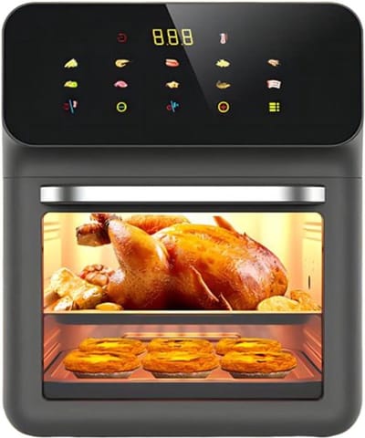 Tafeloven met Airfryer - Heteluchtoven Frituur - Gezond Koken - Veelzijdige Rooster en Dehydrator - 15 liter - Zwart
