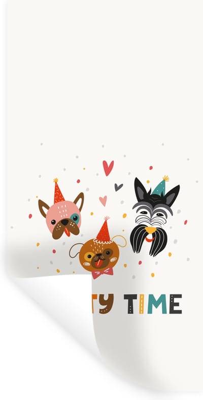 Muurstickers - Sticker Folie - Pawty time - Honden - Spreuken - Quotes - 40x80 cm - Plakfolie - Muurstickers Kinderkamer - Zelfklevend Behang - Zelfklevend behangpapier - Stickerfolie
