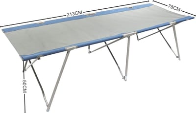 Camping Bed - Veldbed Polyester - Extra Slaapplaats - Robuust Stalen Frame - 212 x 80 cm - Grijs Blauw