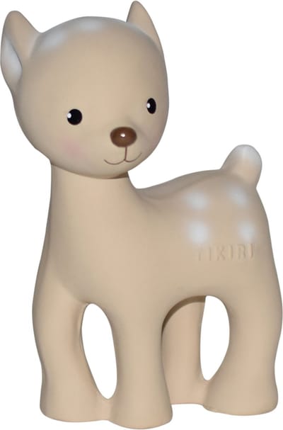 TIKIRI Mijn Eerste Bosdiertje - Hert - Natuurlijk Rubber - Met Belletje - 0 Jaar