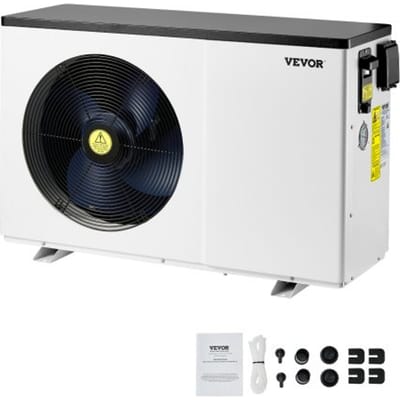 VEVOR elektrische zwembadwarmtepomp, verwarmingscapaciteit 3,22-15,25 kW, energiebesparende zwembadverwarmers met variabele frequentie voor bovengrondse zwembaden van 30-60 m³, verwarming en koeling van zwembadwaterverwarmers AC 220-240 V, 50 Hz
