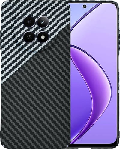 Hoesje geschikt voor Realme 12x - Techsuit Carbonite FiberShell Carbon Back Cover - Wit/Zwart