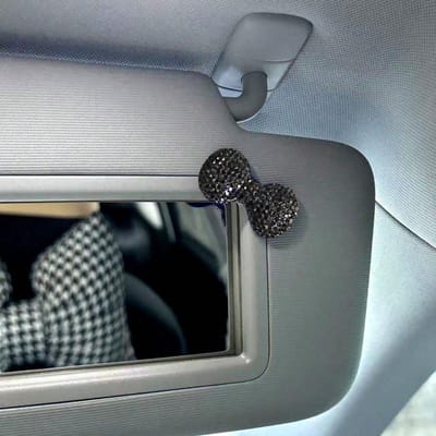 1 pièce Décoration Intérieure de Voiture DIY Ruban Strass Imprimé Léopard Miroir de Maquillage Décor, Style Mignon Ins, Options Multiples 4*2cm rose