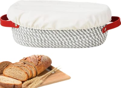 Broodmand Zuurdeeg - Rijsmand Bakkerij - Ambachtelijk Brood Bakken - Met Voering Deksel - 28.8 x 26.5 cm - Natuurlijk