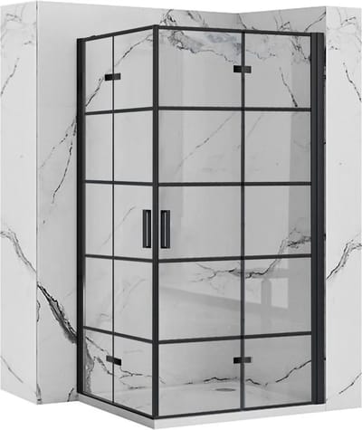 Rea Molier Black Double 90X90 - 190 cm - Douchecabine - Vierkant - Zwart