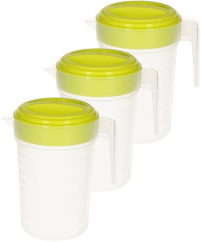 Plasticforte Waterkan - 3x - 2L - groen/transparant - met deksel - kunststof - schenkkan
