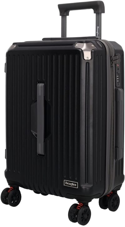 Beagles Leon Koffer 20 Inch - Handbagage - TSA Slot - Vier Wielen - Ritssluiting - Trekstang - Reiskoffer - Travel - Reizen - Zwart