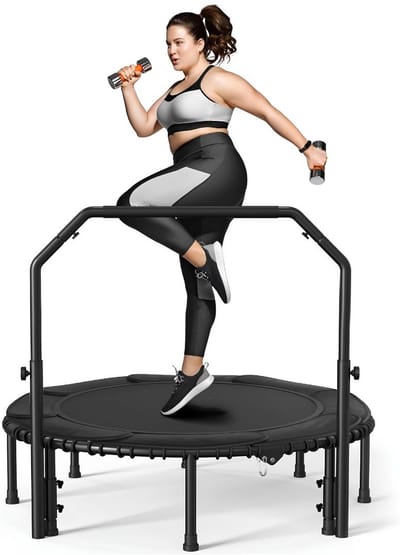 SP® Fitness Trampoline - Mini Trampoline - Inclusief Grijpstang - Zwart - 102cm x 122cm x 19cm