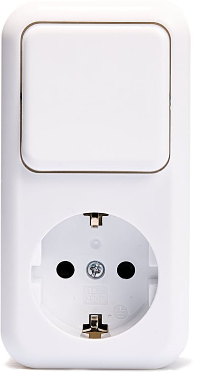 McPower Finery Stopcontact met Wisselschakelaar - Wandcontactdoos 250V-/10A – Opbouw Lichtschakelaar - Omschakelaar - Wit