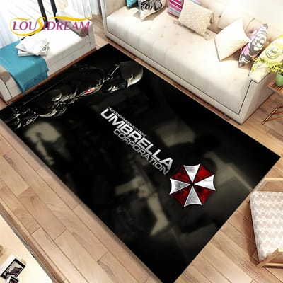 3D R-Resident Evil Games Gamer Gebied Tapijt, Tapijt Tapijt voor Woonkamer Slaapkamer Bank Deurmat Decoratie, Kinderen Spelen Antislip Vloermat 40x60cm(15x23in)