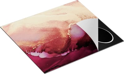 Chefcare Inductie Beschermer Abstracte Kunst - Luxueuze Roze Gouden Marmer - 60x50 cm - Afdekplaat Inductie - Kookplaat Beschermer - Inductie Mat