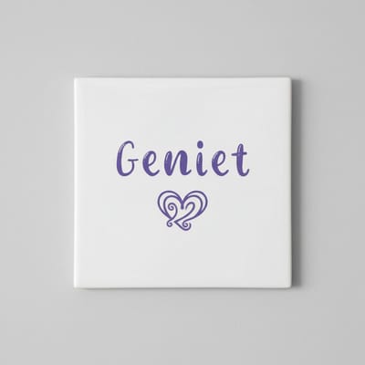 Geniet Tegel 15×15 cm – Inspirerende Nederlandse Quote Keramische Wandtegel – Elegant Hart Design Home Decor Cadeau