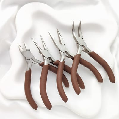 Sieradentang set met gebogen, spitse en ronde tangen | Multifunctioneel draadwikkelgereedschap en haarknippers | Perfect voor parelkralen en DIY knutselprojecten