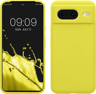 kwmobile telefoonhoesje geschikt voor Google Pixel 8 - Hoesje met siliconen coating - Smartphone case in citroengeel