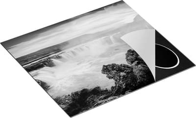 Chefcare Inductie Beschermer Watervallen bij Zonsondergang - Zwart Wit - 60x50 cm - Afdekplaat Inductie - Kookplaat Beschermer - Inductie Mat