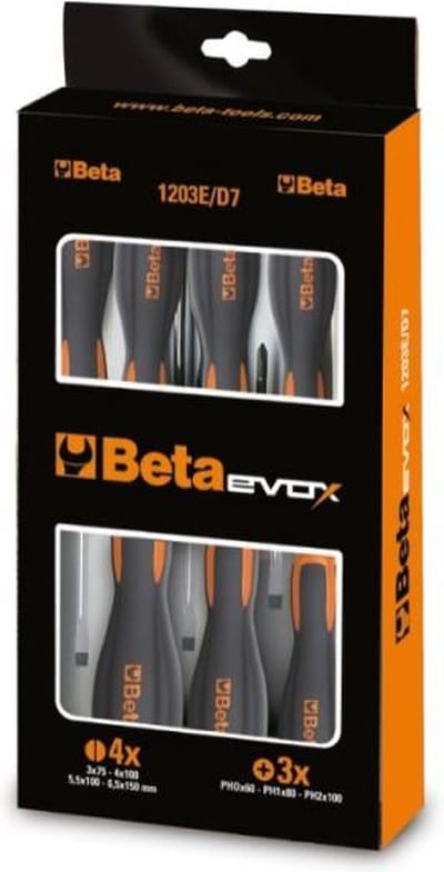Beta 1203E/D5-SCHROEVENDRAAIERSET - 5-delig set Evox schroevendraaiers artikel 1201E, 1202E