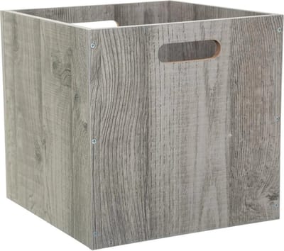 5Five Opbergmand/kastmandje - Grijs wash - 31 x 31 x 31 cm - 29 liter - Vakkenkast manden - Hout - Opvouwbaar - Kisten