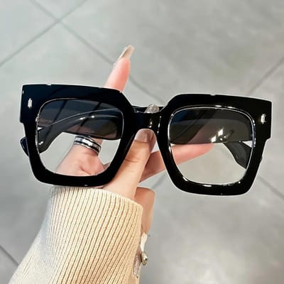 Vintage Zwarte Dikke Montuur Bril Unisex Oversized Transparante Glazen Dagelijkse Slijtage Mode Brillen Gafas voor Dames Heren black