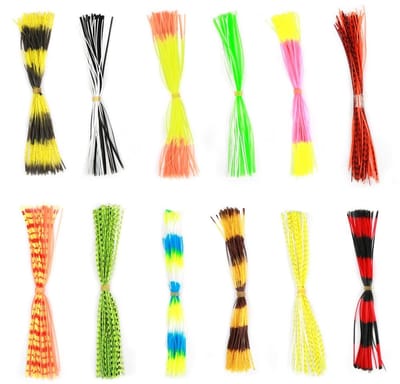 Solidchoice - Dailygoody - Silicone Bait Skirts - 12 Bundels - 100% Silicone - 16cm lang - Visaccessoires - DIY Rubber Jig Lures - Perfect voor vissers