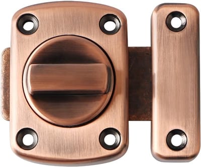 Daity Schuifgrendelslot voor de deur - middelgrote veiligheidsdeurbeslag met twee zijden - rood koperkleur - 63 mm x 55 mm