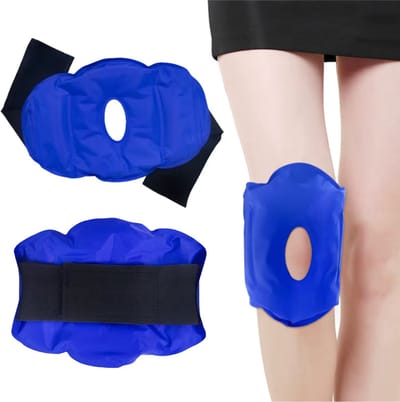 Herbruikbare Knie Ice Pack met Gel – Nylon Kniebrace voor Koud & Warm Kompres, Kniebeschermer, Pijnverlichting, Sport, Herstel en Ontspanning - Blauw