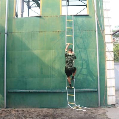 Touwladder - Veiligheidsladder Noodladder - Noodevacuatie Klimmen - Brandvertragend Hars - 8 meter - Wit