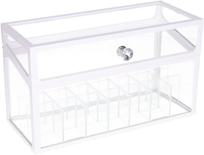 Make-up organizer/opberger 14-vaks met deksel 24 x 10 cm van glas - Make-up houder