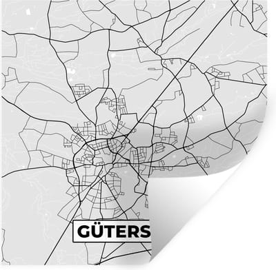 Muurstickers - Sticker Folie - Stadskaart - Kaart - Duitsland - Plattegrond - Gütersloh - 100x100 cm - Plakfolie - Muurstickers Kinderkamer - Zelfklevend Behang XXL - Zelfklevend behangpapier - Stickerfolie